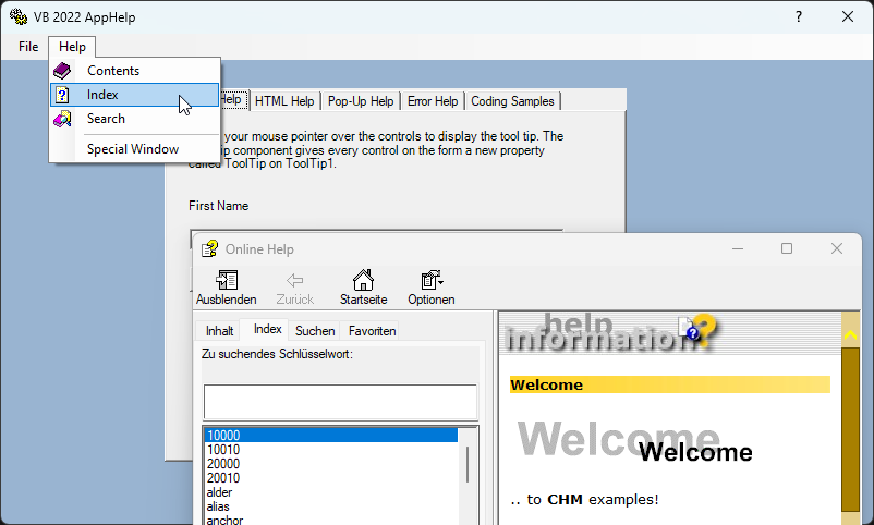 AppHelp CHM Index