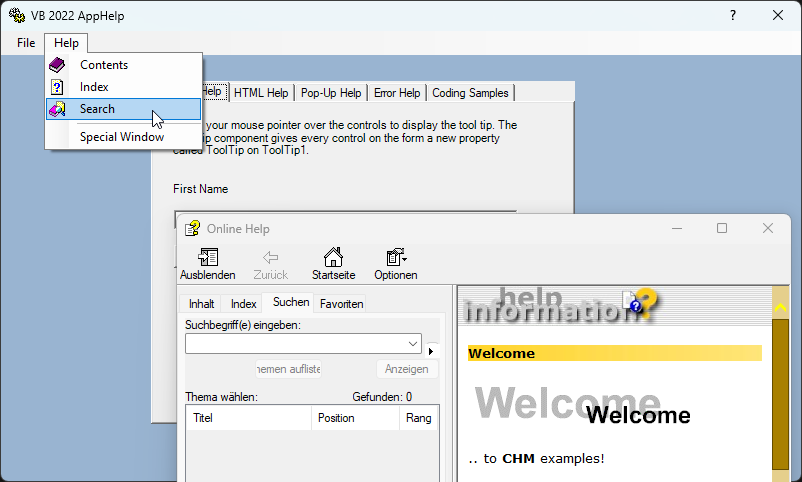 AppHelp CHM Suche