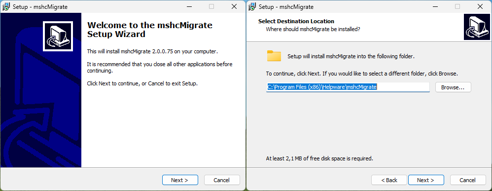Tools mshcMigrate