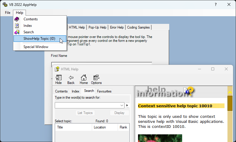 AppHelp CHM ContextID