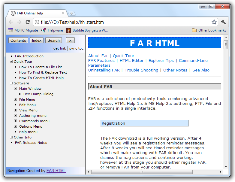 FAR HTML Web Help Generated