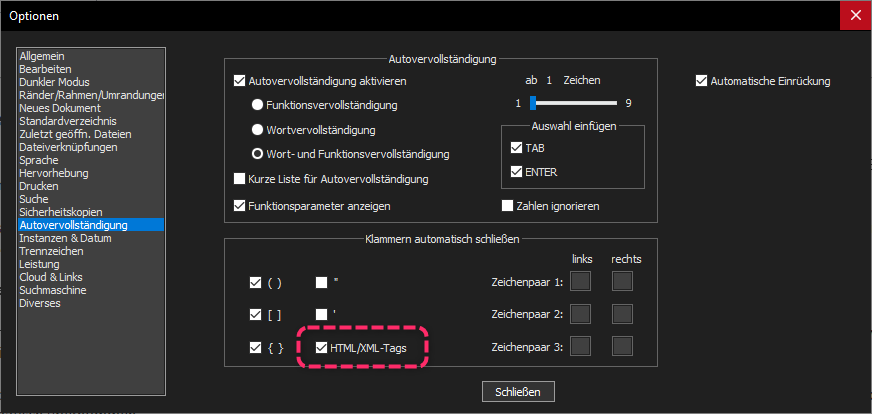 Der Dialog Einstellungen